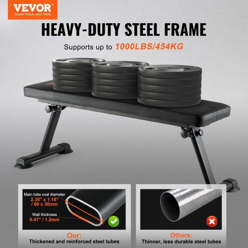 Flat Weight Bench Foldable Strength Training Bench Utility Workout Bench