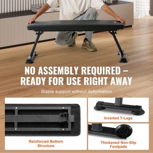 Flat Weight Bench Foldable Strength Training Bench Utility Workout Bench