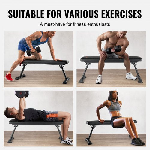 Flat Weight Bench Foldable Strength Training Bench Utility Workout Bench