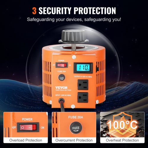 2000VA Auto Variable Voltage Transformer 15.3 Amp 110V Input130V Output