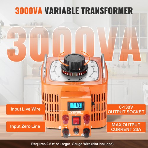 3000VA Auto Variable Voltage Transformer 23 Amp 110V Input130V Output