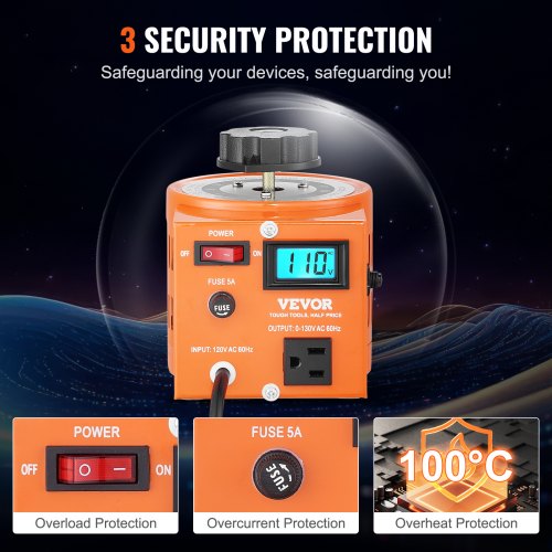 500VA Auto Variable Voltage Transformer 384 Amp 110V Input130V Output