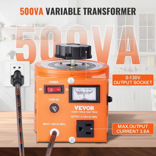 500VA Auto Variable Voltage Transformer 384 Amp 110V Input130V Output 1