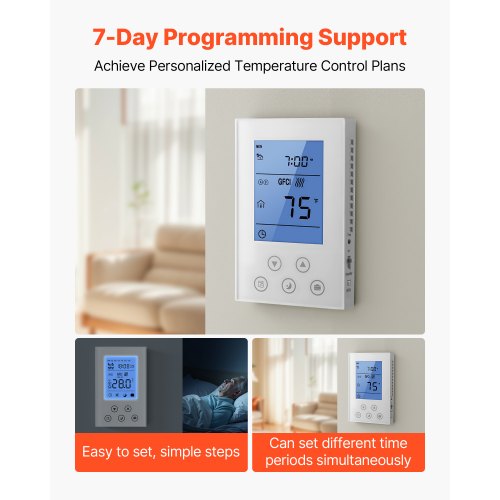 7Day Programmable Thermostat Home Thermostats for Radiant Underfloor