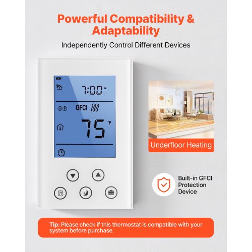 7Day Programmable Thermostat Home Thermostats for Radiant Underfloor