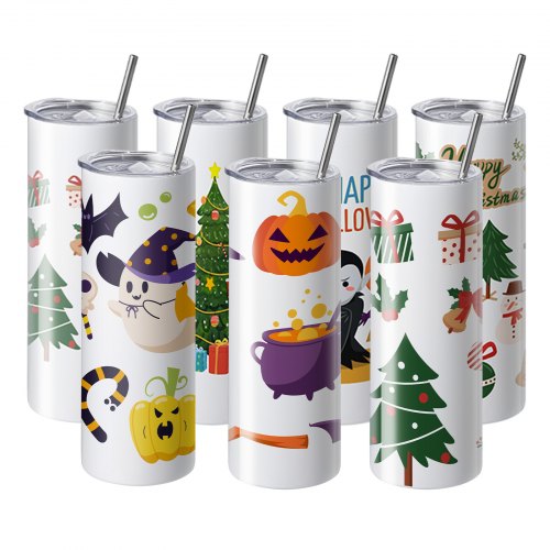 12 Pack Sublimation Tumblers 20oz Skinny Straight Stainless Steel