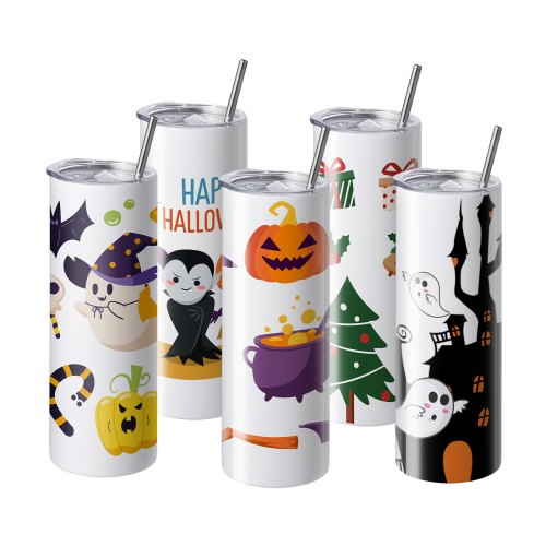 16 Pack Sublimation Tumblers 20oz Skinny Straight Stainless Steel
