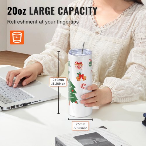 24 Pack Sublimation Tumblers 20oz Skinny Straight Stainless Steel