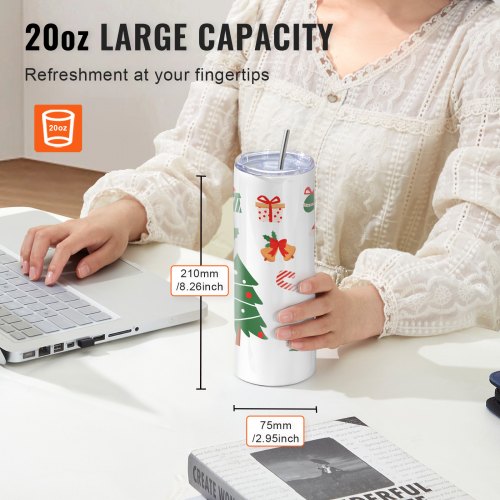 50 Pack Sublimation Tumblers 20oz Skinny Straight Stainless Steel