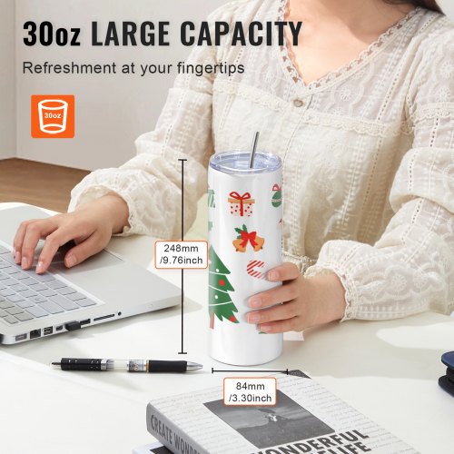 8 Pack 30 Oz Sublimation Tumblers Skinny Straight Stainless Steel Blanks