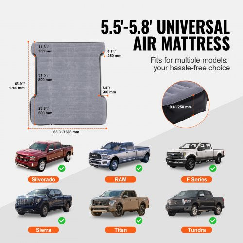 Truck Bed Air Mattress for 5558 ft Full Size Short Truck Beds