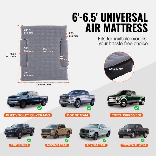 Truck Bed Air Mattress for 665 ft Full Size Truck Beds Inflatable Air