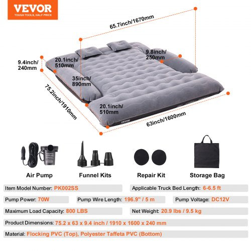 Truck Bed Air Mattress for 665 ft Full Size Truck Beds Inflatable Air