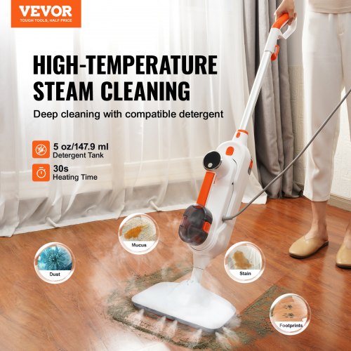 Steam Mop 8in1 Hard Wood Floor Cleaner with 7 Replaceable Brush Heads