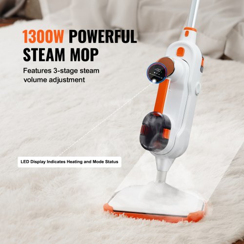 Steam Mop 8in1 Hard Wood Floor Cleaner with 7 Replaceable Brush Heads