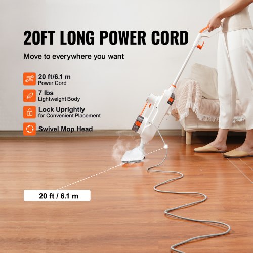 Steam Mop 8in1 Hard Wood Floor Cleaner with 7 Replaceable Brush Heads