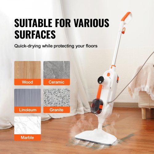 Steam Mop 8in1 Hard Wood Floor Cleaner with 7 Replaceable Brush Heads