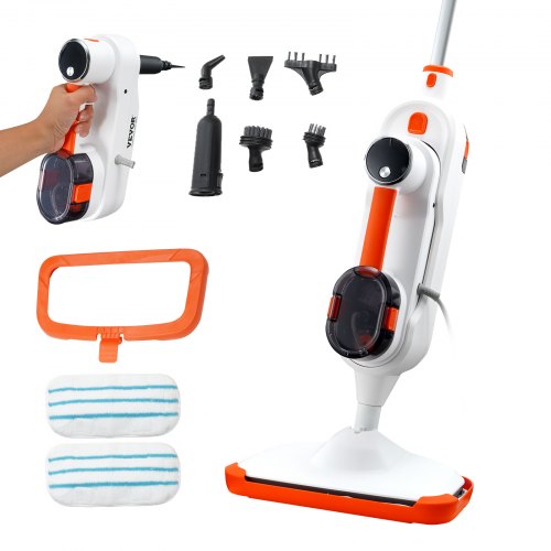 Steam Mop 8in1 Hard Wood Floor Cleaner with 7 Replaceable Brush Heads