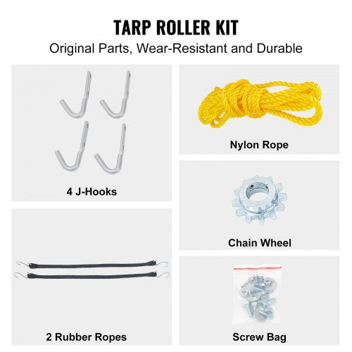 Hand Crank Tarp Roller Kit 64 to 104 Wide Aluminum Alloy Manual Cab