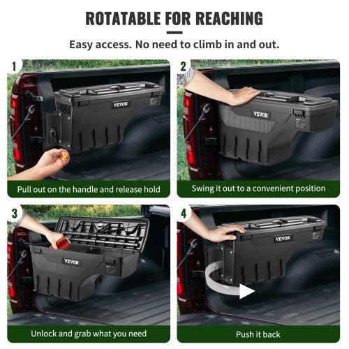 Truck Bed Storage Box Lockable Lid Waterproof ABS Wheel Well Tool Box 66