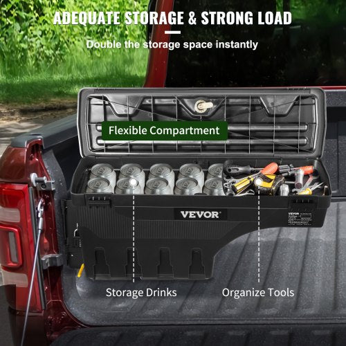 Truck Bed Storage Box Lockable Lid Waterproof ABS Wheel Well Tool Box 66