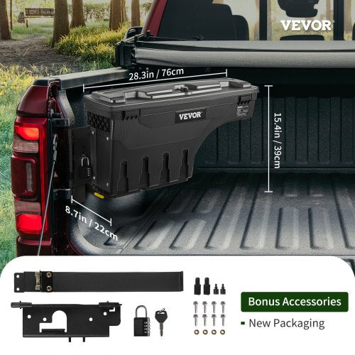 Truck Bed Storage Box Lockable Lid Waterproof ABS Wheel Well Tool Box 66