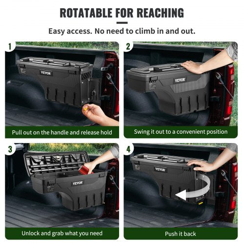 Truck Bed Storage Box Lockable Lid Waterproof ABS Wheel Well Tool Box 66