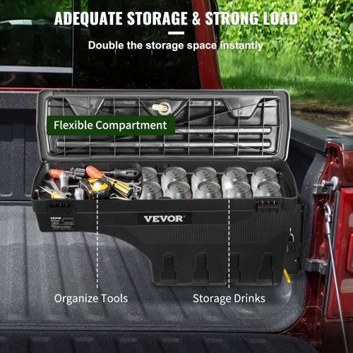 Truck Bed Storage Box Lockable Lid Waterproof ABS Wheel Well Tool Box 66