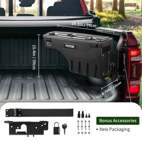 Truck Bed Storage Box Lockable Lid Waterproof ABS Wheel Well Tool Box 66