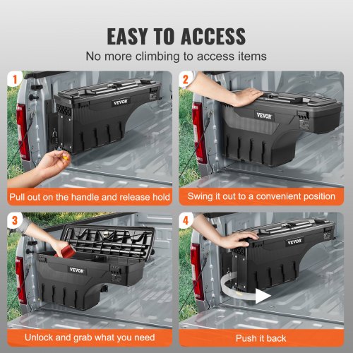 Truck Bed Storage Box Lockable Swing Case with Password Padlock 66 Gal25
