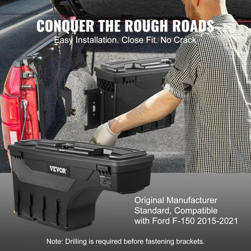 Truck Bed Storage Box Lockable Swing Case with Password Padlock 66 Gal25