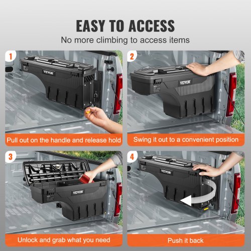 Truck Bed Storage Box Lockable Swing Case with Password Padlock 66 Gal25