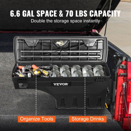 Truck Bed Storage Box Lockable Swing Case with Password Padlock 66 Gal25