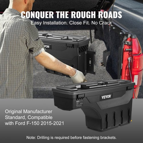 Truck Bed Storage Box Lockable Swing Case with Password Padlock 66 Gal25