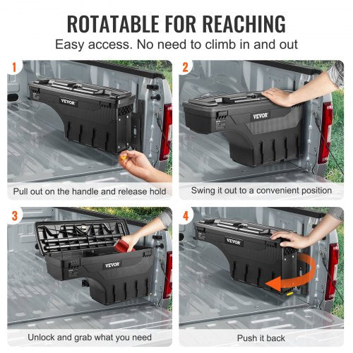Truck Bed Storage Box Lockable Lid Waterproof ABS Wheel Well Tool Box 66