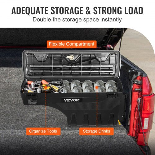 Truck Bed Storage Box Lockable Lid Waterproof ABS Wheel Well Tool Box 66