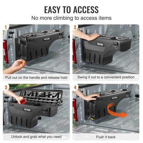 Truck Bed Storage Box Lockable Lid Waterproof ABS Wheel Well Tool Box 66