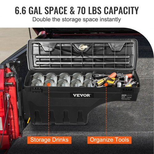 Truck Bed Storage Box Lockable Lid Waterproof ABS Wheel Well Tool Box 66