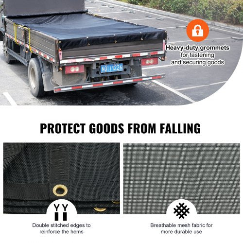 Dump Truck Mesh Tarp 6 x 14 ft PVC Coated Black Heavy Duty Cover with 55