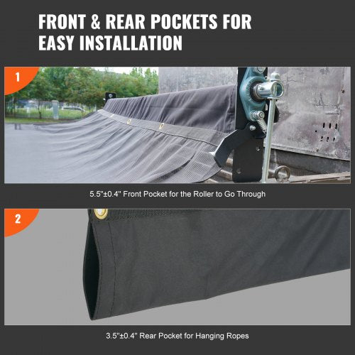 Dump Truck Mesh Tarp 6 x 14 ft PVC Coated Black Heavy Duty Cover with 55