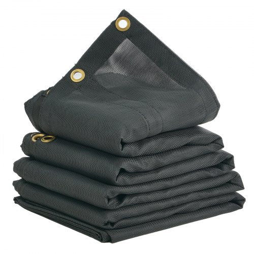 Dump Truck Mesh Tarp 8 x 18 ft PVC Coated Black Heavy Duty Cover with 55