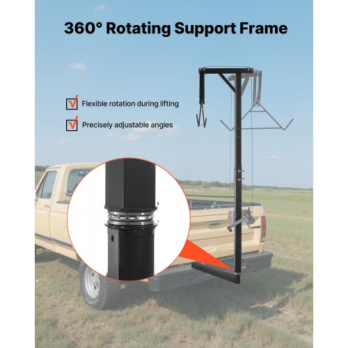 Truck Hitch Game Hoist 300 lbs Load Capacity Hunting Deer Hoist with 2inch