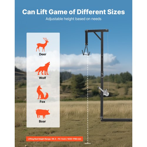 Truck Hitch Game Hoist 300 lbs Load Capacity Hunting Deer Hoist with 2inch