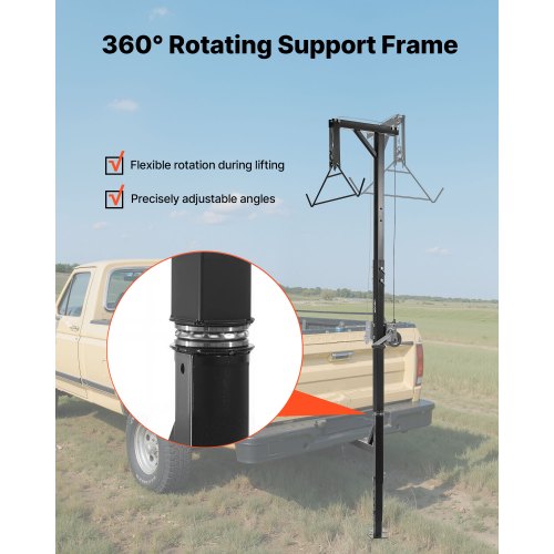 Truck Hitch Game Hoist 500 lbs Load Capacity Hunting Deer Hoist with 2inch