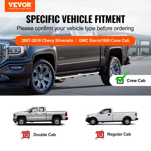 Running Boards 6 Step Bars Compatible with 20072018 Chevy SilveradoGMC