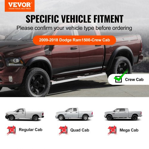 Running Boards 6 Step Bars Compatible with 20092018 Dodge Ram