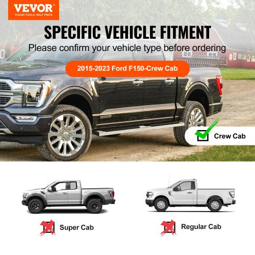 Running Boards 6 Step Bars Compatible with 20152023 Ford F150Crew