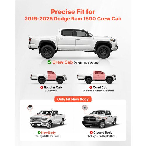 Running Boards 6 Inches Side Steps Compatible with 20192025 Dodge Ram 1500 1