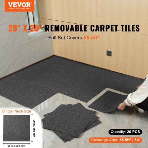 Carpet Tiles Reusable 20x 20 Carpet Squares With Padding Attached Soft