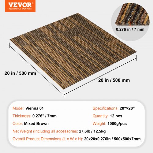 Carpet Tiles Reusable 20x 20Carpet Squares With Padding Attached Soft